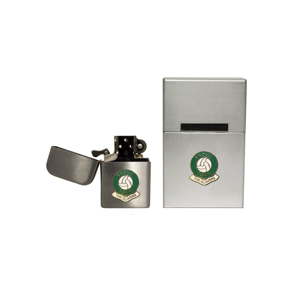 Knight Yeovil Town Football Club Stormproof Petrol Lighter And Metal Cigarette Packet Cover