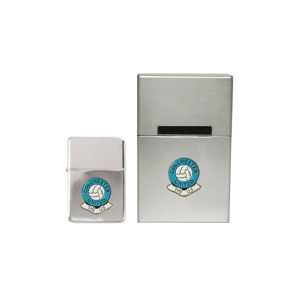 Knight Colchester United Football Club Stormproof Petrol Lighter And Metal Cigarette Packet Cover