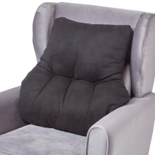 (Black) Faux Suede Back Support Cushion
