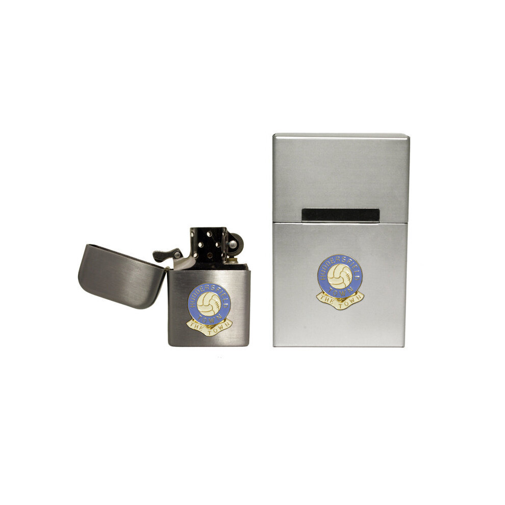 Knight Huddersfield Town Football Club Stormproof Petrol Lighter And Metal Cigarette Packet Cover