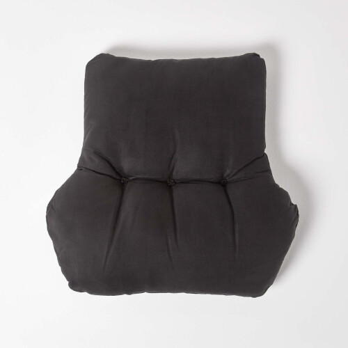 Homescapes (Black) Faux Suede Back Support Cushion 2