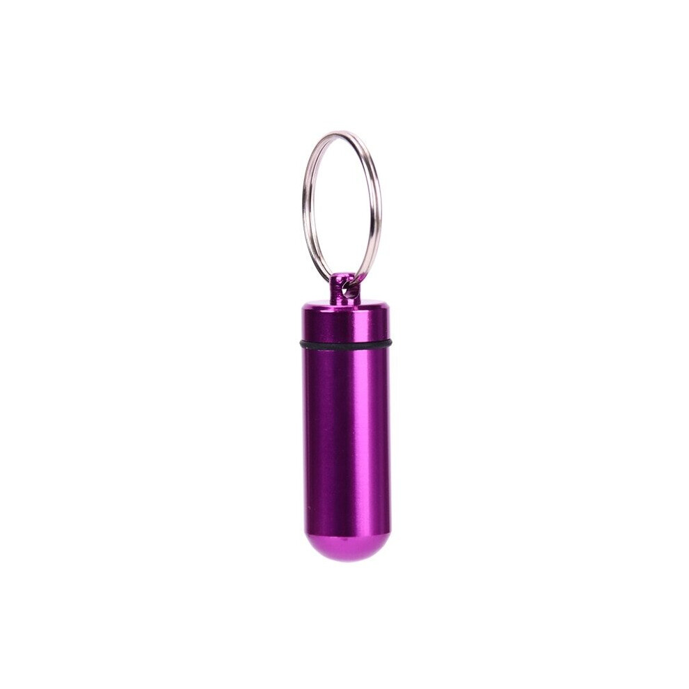 Purple (Purple) Waterproof Aluminum Pill Box Case Bottle Cache Drug Holder Container Keychain Medicine Box Health Care