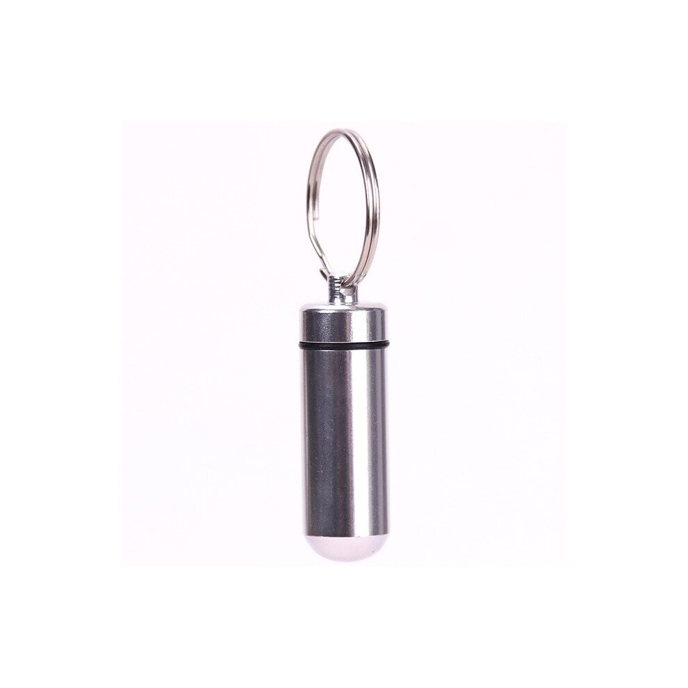 Silver (Silver) Waterproof Aluminum Pill Box Case Bottle Cache Drug Holder Container Keychain Medicine Box Health Care