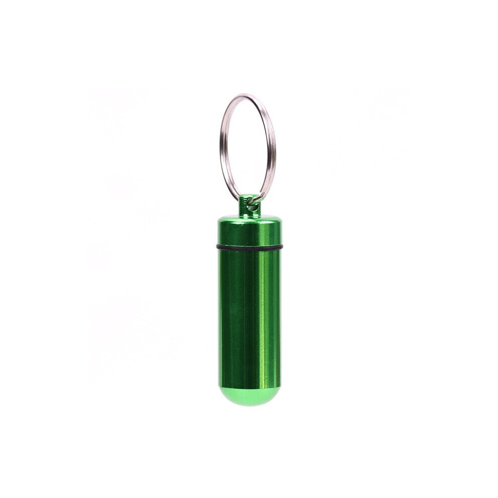 Green (Green) Waterproof Aluminum Pill Box Case Bottle Cache Drug Holder Container Keychain Medicine Box Health Care
