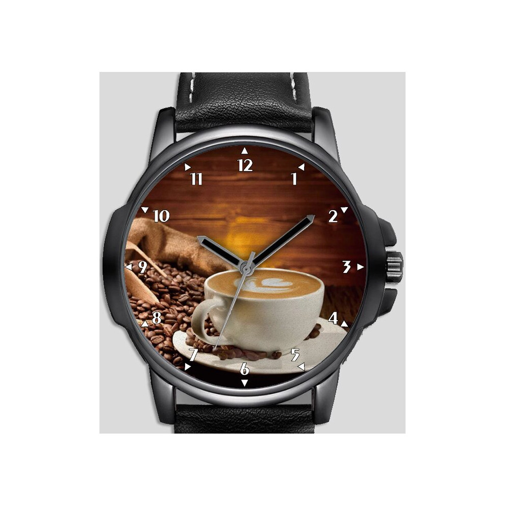Coffee Cup And Beans Art  Unique Unisex Beautiful Wrist Watch UK FAST