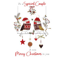 Hand-Finished Special Couple Christmas Greeting Card Felt-Tastic Xmas Cards