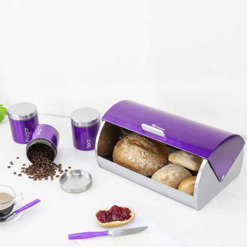 SQ Professional (Amethyst-Purple) SQ Professional Gems 4pc Bread Bin - Canisters Set