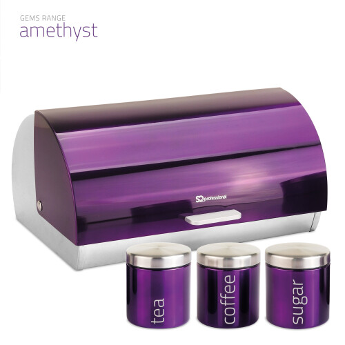 SQ Professional (Amethyst-Purple) SQ Professional Gems 4pc Bread Bin - Canisters Set 1