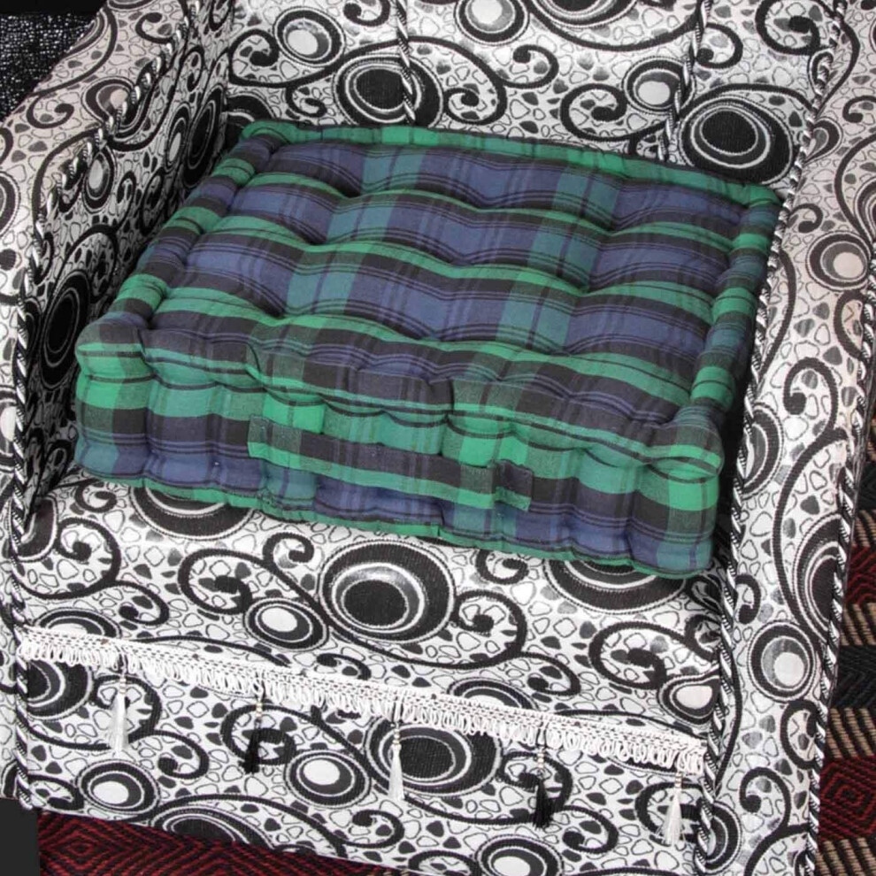 Black Watch Tartan Cotton Armchair Booster Cushion