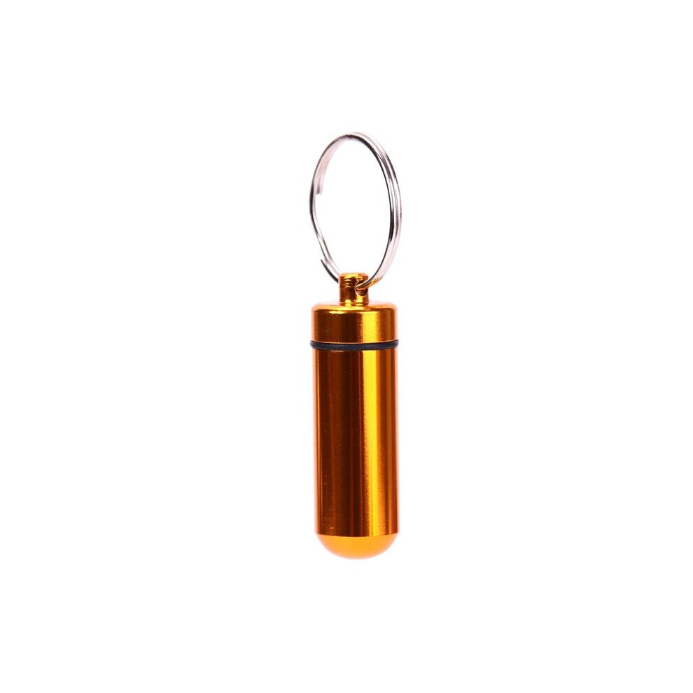 Yellow (Yellow) Waterproof Aluminum Pill Box Case Bottle Cache Drug Holder Container Keychain Medicine Box Health Care
