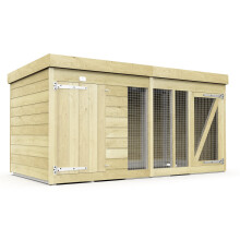 8ft x 4ft Dog Kennel & Run - Pressure Treated Tanalised Timber, 12mm Shiplap Tongue & Groove, 38x50mm Framework, 18mm Floor - 8X4DKSH