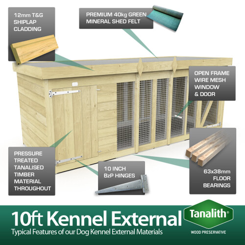 Total Sheds 10 x 4ft Timber Dog Kennel 2