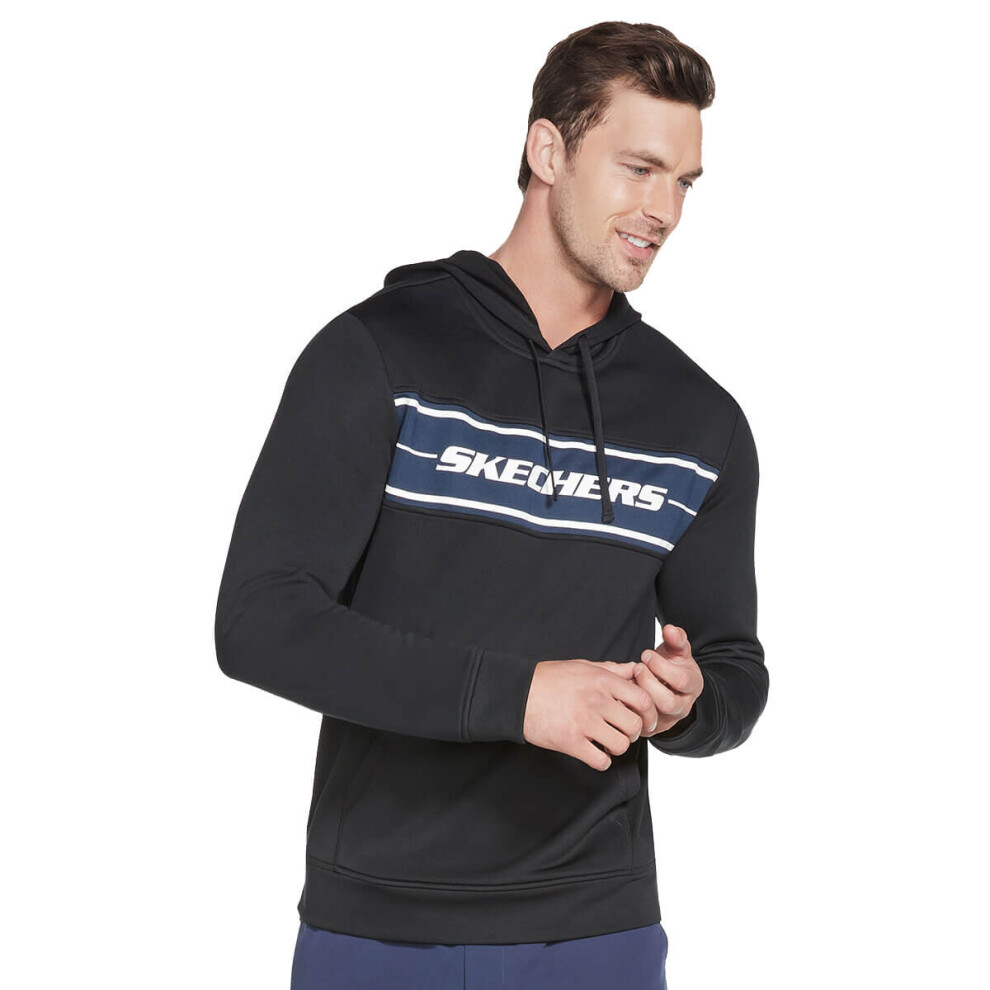 (S, Bold Black) Skechers Mens Skechtech Moisture Wicking Stretch Pullover Hoody