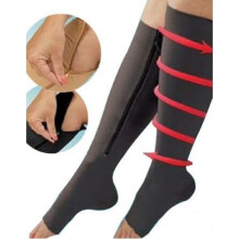 (S/M) Medical Healthcare Zipper Compression Socks Black