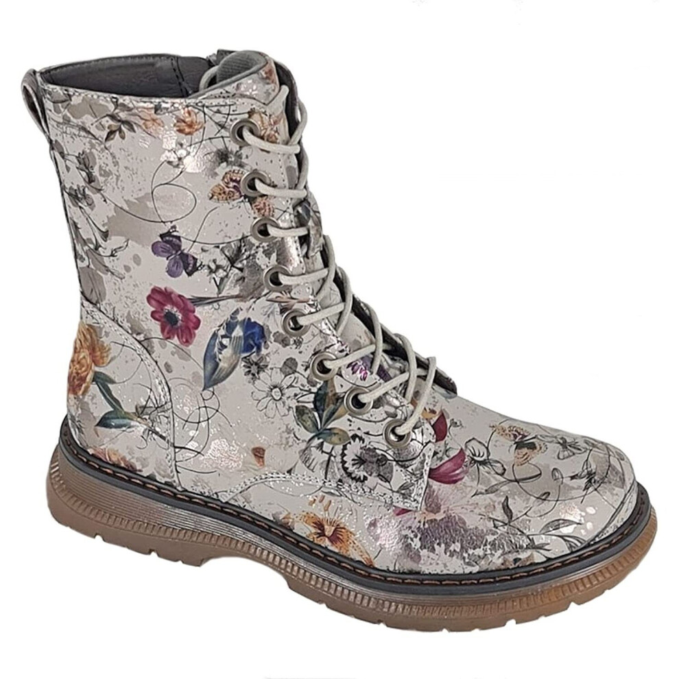 (6 UK, Light Grey) Cipriata Womens/Ladies Annetta Floral PU Ankle Boots