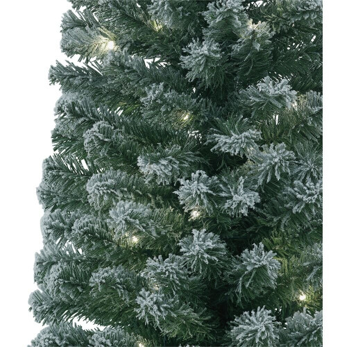 Home 6ft Pre-Lit Snow Tipped Pencil Christmas Tree - Green 1