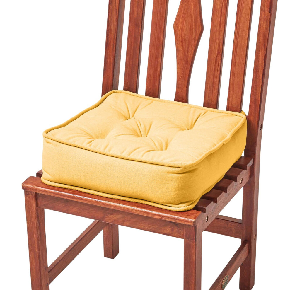 Homescapes (Mustard) Cotton Dining Chair Booster Cushion