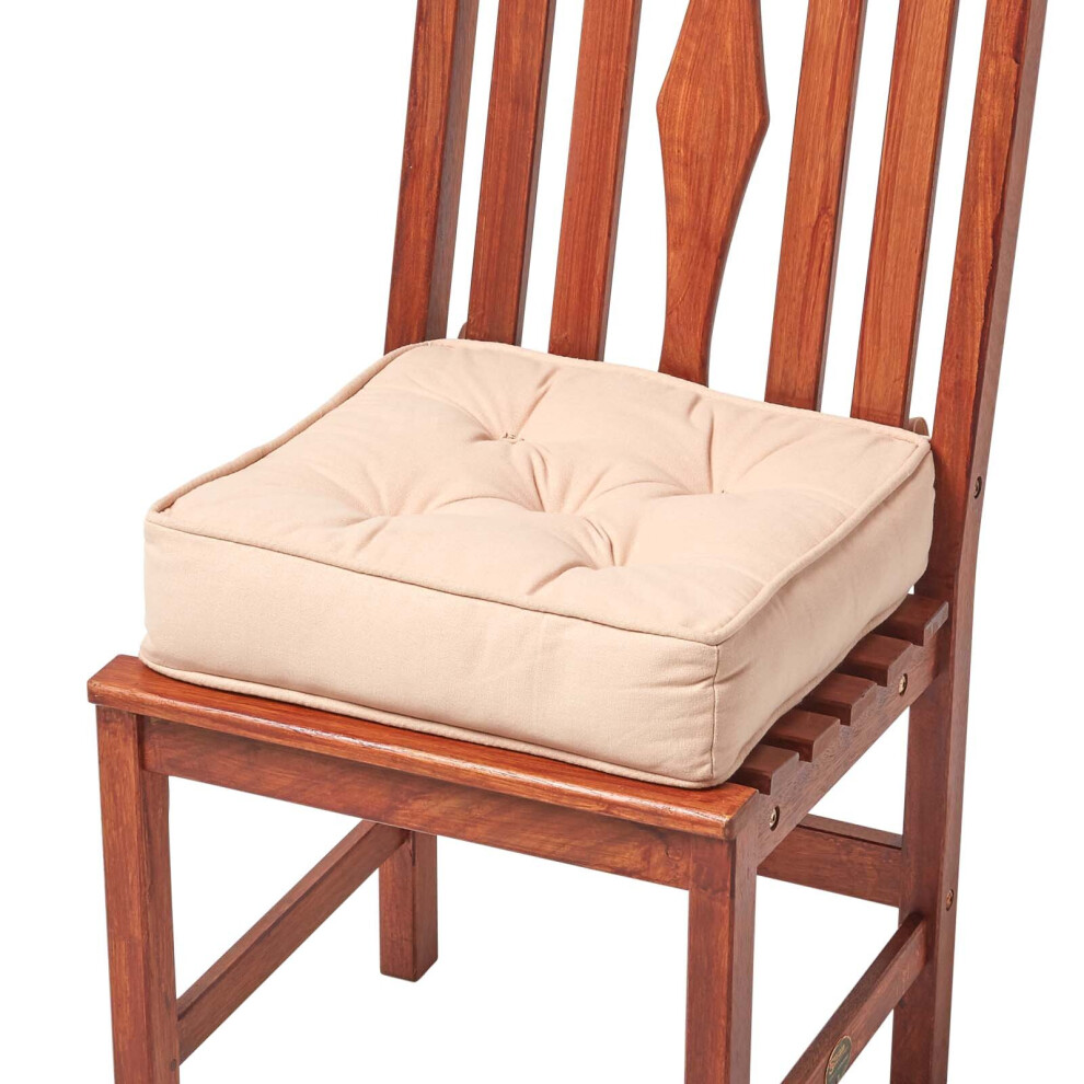 Homescapes (Taupe Beige) Cotton Dining Chair Booster Cushion