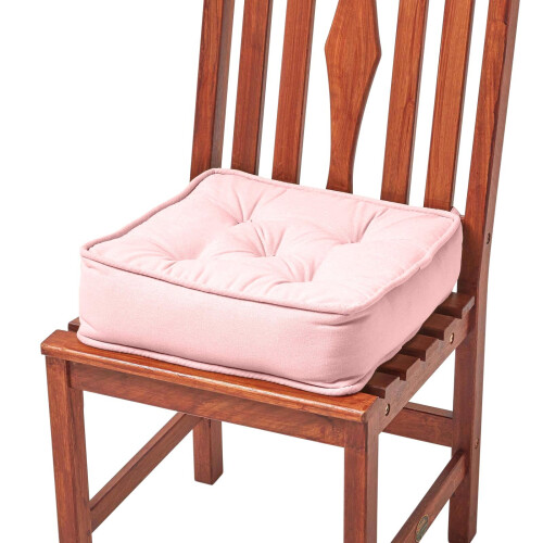 Homescapes (Pink) Cotton Dining Chair Booster Cushion