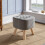 Living And Home 40CM Grey Square Linen Footstool Ottoman 1