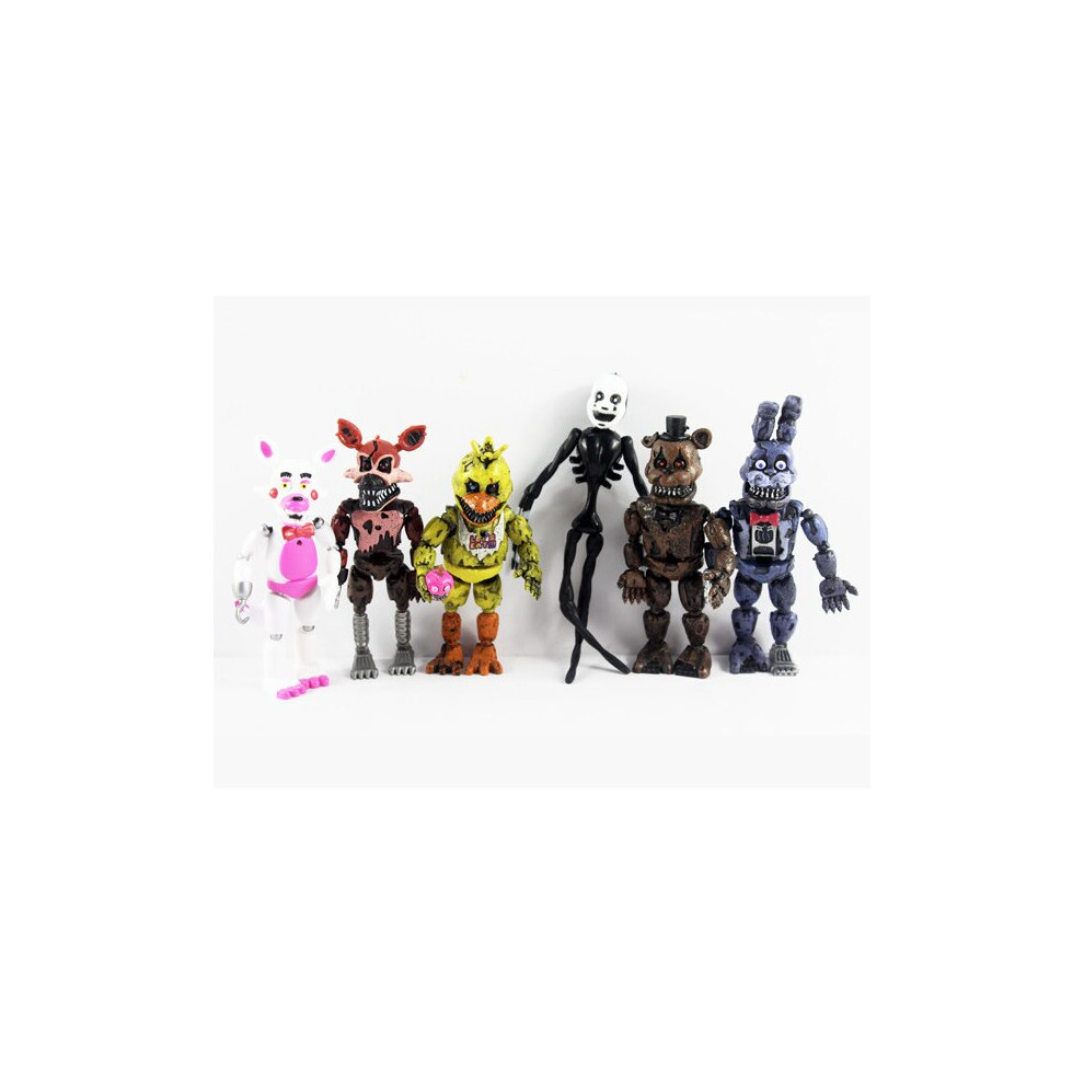 (Withered Version) FNAF Five Nights At Freddy's Mini Action Figures Toys Model Funtime Rockstar Glamrock Withered Nightmare Freddy Foxy Bonnie Chica