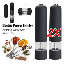 2X Electric Salt and Pepper Grinder Set Adjustable Shaker Mills