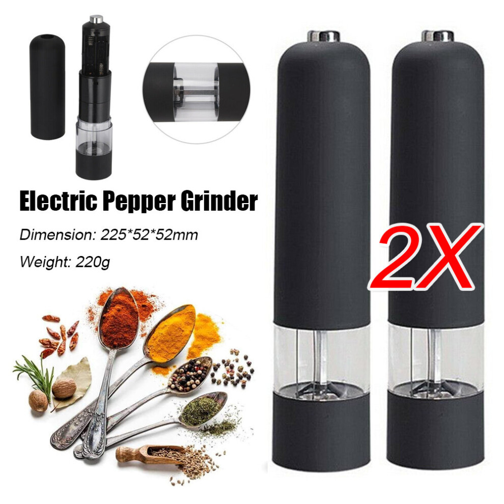 2X Electric Salt and Pepper Grinder Set Adjustable Shaker Mills