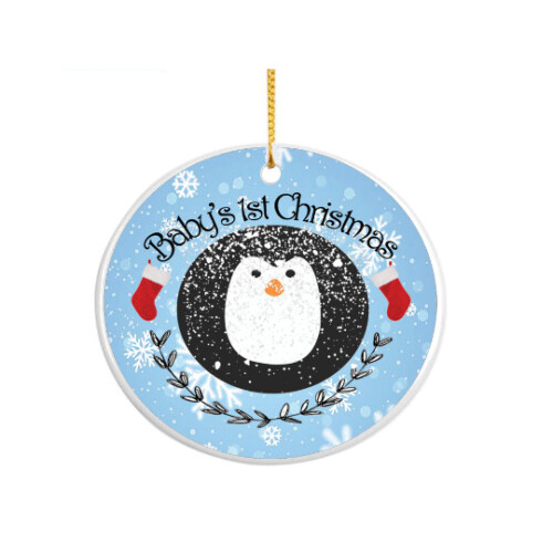 Personalised Name Happy Christmas Keepsake Ceramic Christmas Tree Decoration Gift Available in Blue 1