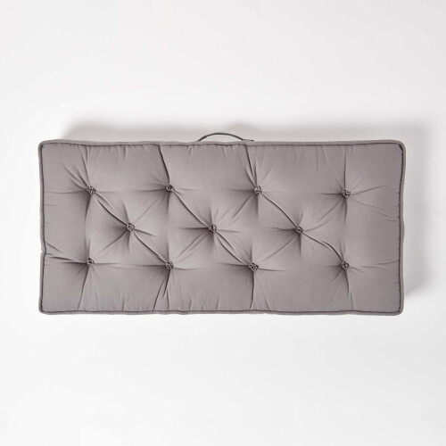 Homescapes (Charcoal Grey) Cotton 2 Seater Booster Cushion 2