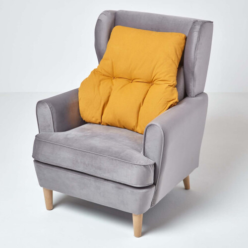 Homescapes (Mustard Yellow) Cotton Back Support Cushion 1