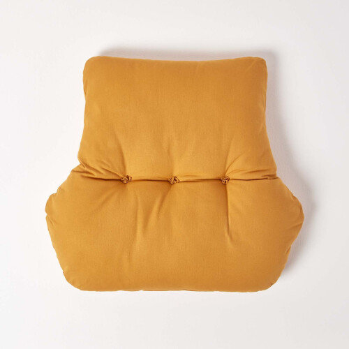 Homescapes (Mustard Yellow) Cotton Back Support Cushion 2