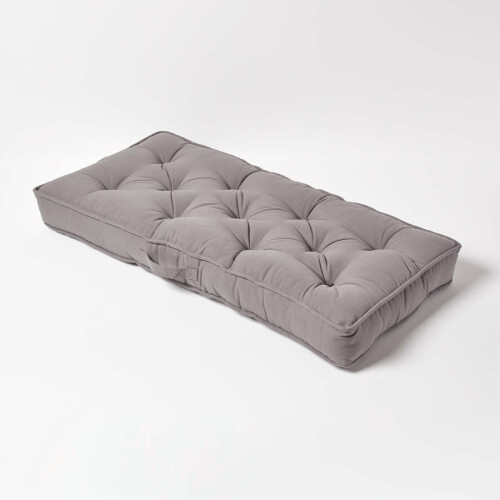 Homescapes (Charcoal Grey) Cotton 2 Seater Booster Cushion 1