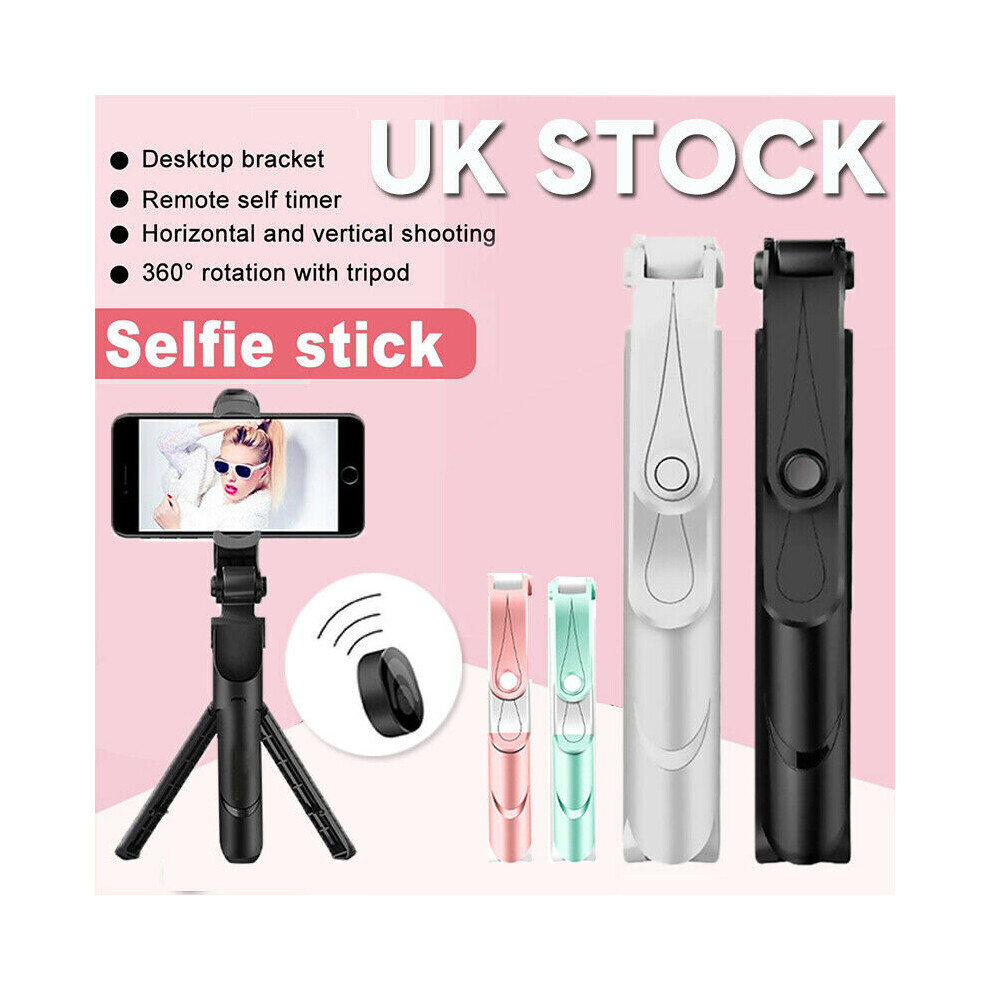 (White) 3in1 Wireless Bluetooth Selfie Stick Monopod Mini Tripod Remote For Android/IOS