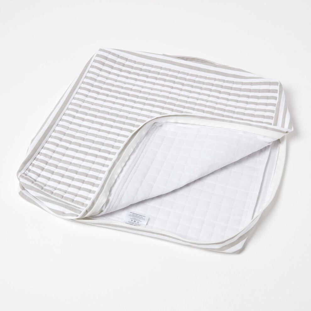 Homescapes (Grey And White) Quilted Cotton Armchair Booster Cushion Replaceable Cover