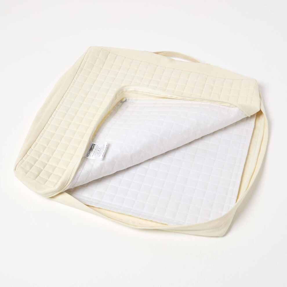 Homescapes (Cream) Quilted Cotton Armchair Booster Cushion Replaceable Cover Cream