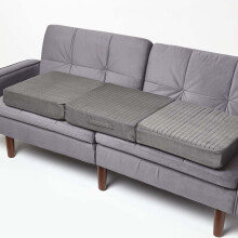 (Grey) Orthopaedic Foam 3 Seater Booster Cushion Suede Removable Cover