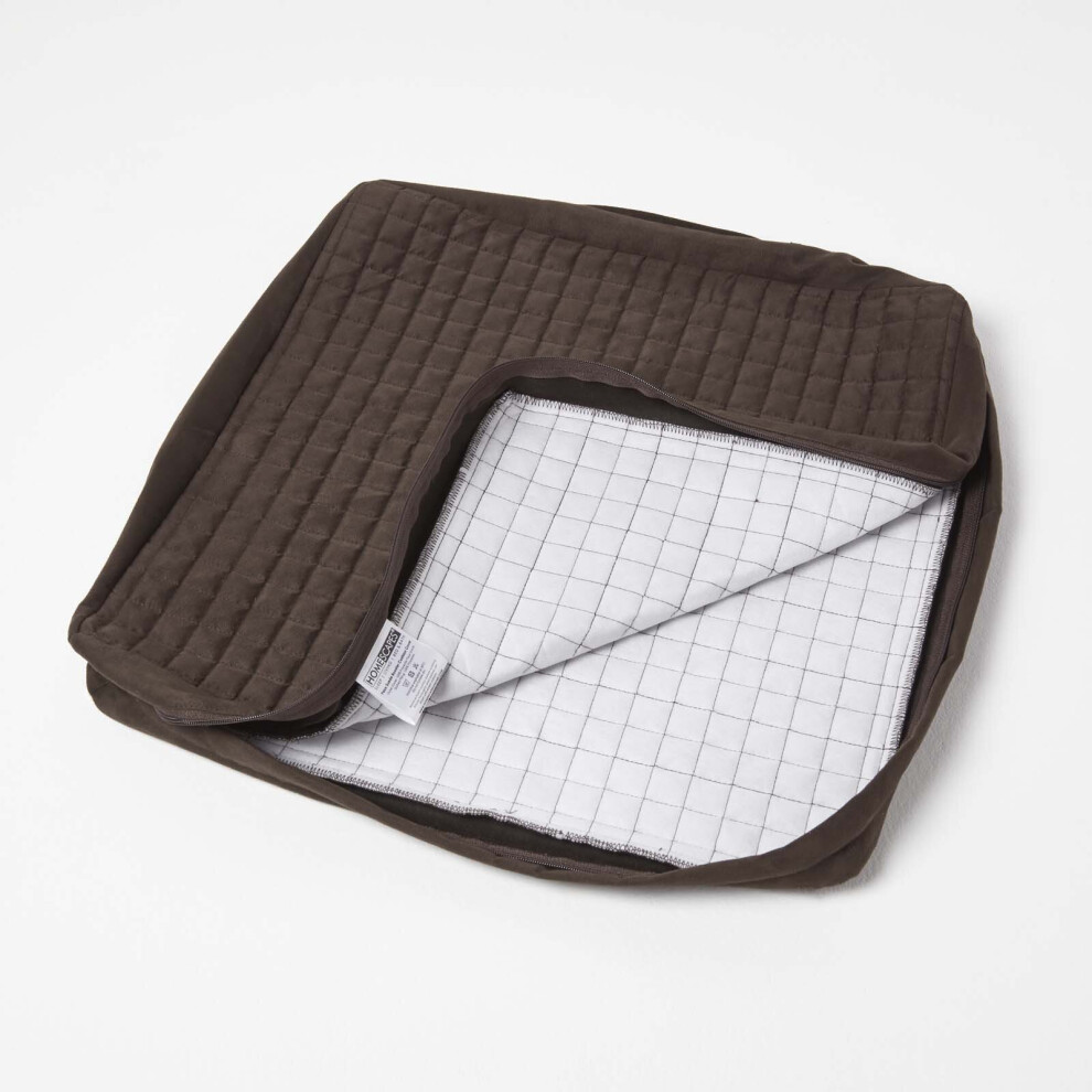 Homescapes (Grey) Quilted Polyester Armchair Booster Cushion Cover Grey