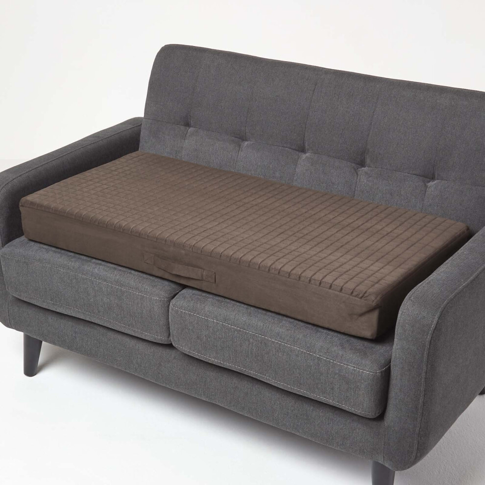 Homescapes (Chocolate) Quilted Polyester 2 Seater Orthopaedic Booster Cushion Cover
