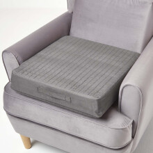 (Grey) Orthopaedic Foam Armchair Booster Cushion Suede Removable Cover