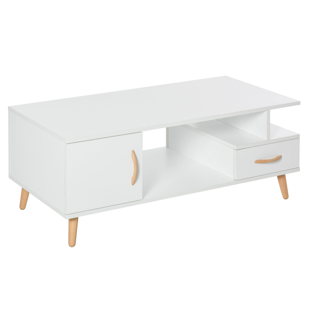 Homcom Modern Minimalism Storage Coffee Table Wooden Living Room Brown