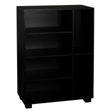 (No Drawer, Black) 6 Section Wooden Bookcase Living Room Drawers