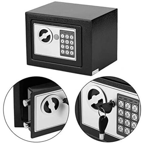 Solid Steel Digital Safe Box – Wall-Mounted Money Safe with PIN or Override Key, 3-8 Digit Code, Tamper Hinges