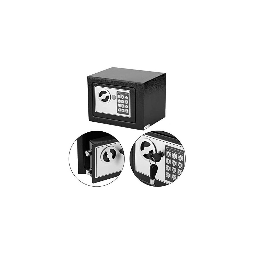 Solid Steel Digital Safe Box Â Wall-Mounted Money Safe With Pin Or Override Key, 3-8 Digit Code, Tamper Hinges 721703940089