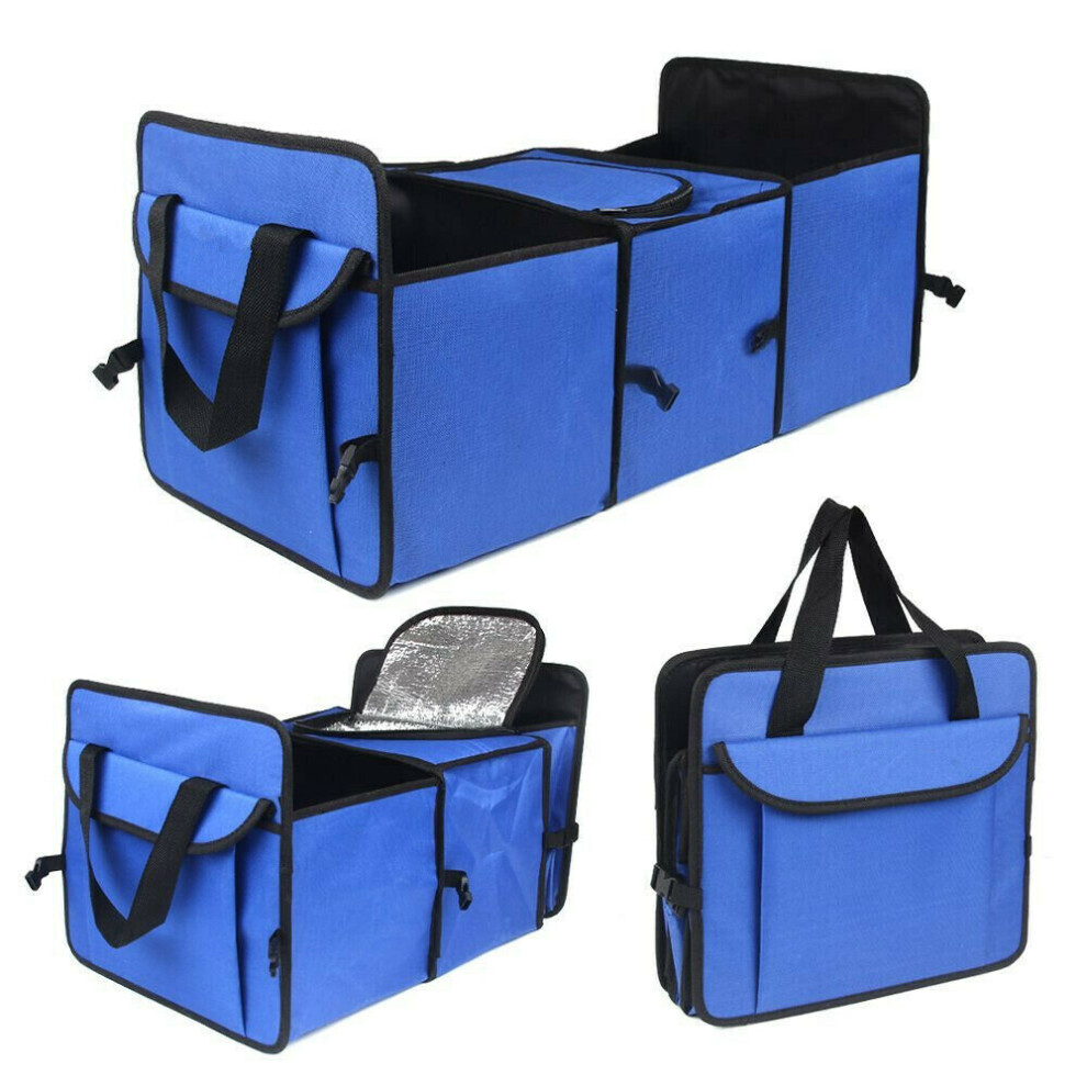(Blue) Multi Collapsible Storage Basket Cargo Set Organizer For Trunk Car Truck Cooler Blue 647297301054