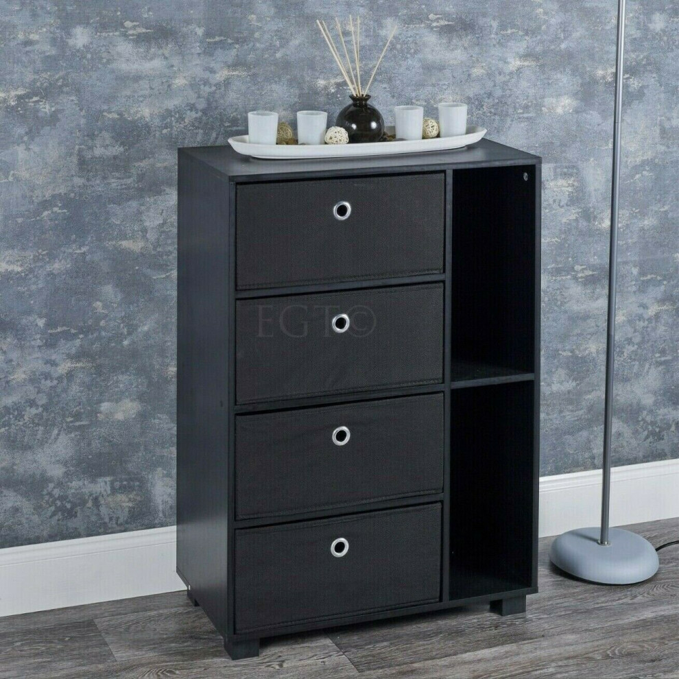 Urbn Living (Black, Black) 6 Section Wooden Bookcase Living Room Drawers