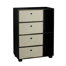 (Beige, Black) 6 Section Wooden Bookcase Living Room Drawers