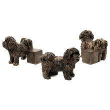 Potty Feet Shih Tzu Dog Set of 3 Resin Bronze Garden Plant Ornaments