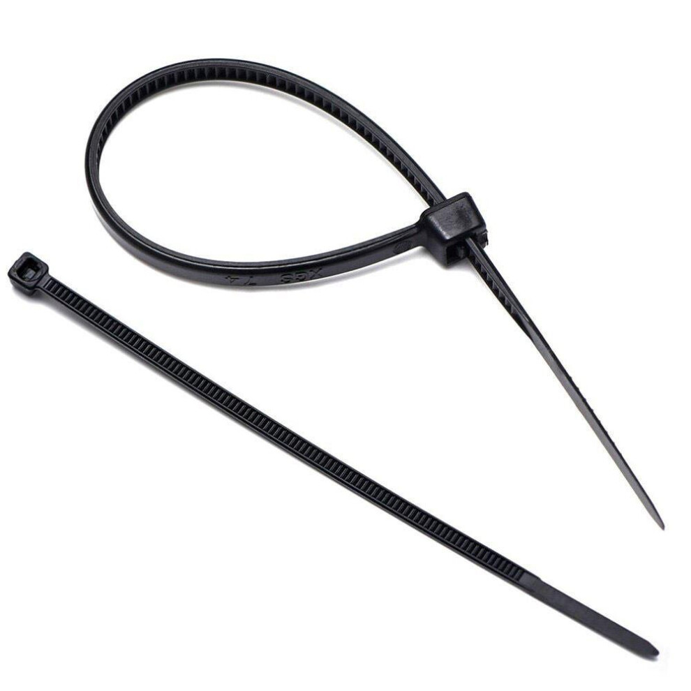 200Mm X 3.6Mm Black Nylon Plastic Non-Releasable Cable Tie [100 Pack] 5060643730189