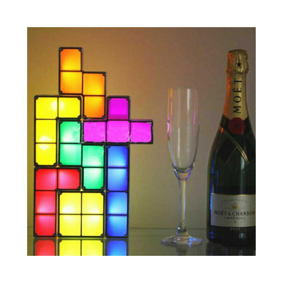 Tetris LED Night Light Colorful Stackable Tangram Puzzles 7 Pieces Induction