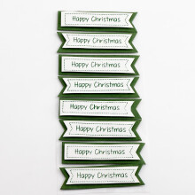 (Green Happy Christmas Panels - 8 Pack) Handcrafted Christmas Decorations Card Making